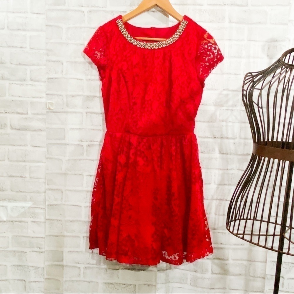 Trixxi red lace dress
